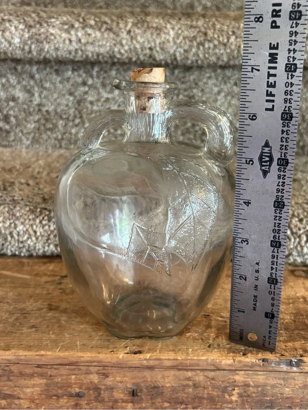 Clear Glass Apple-Shaped Decorative Bottle with Cork